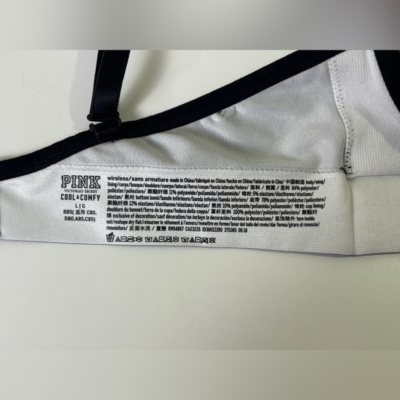 Victoria’s Secret PINK Cool & Comfy Wireless Lightly Padded Bra Black/White L - Picture 5 of 5